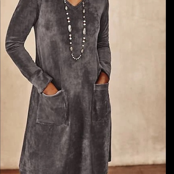 PURE JILL CRUSHED VELOUR DRESS - Picture 1 of 9